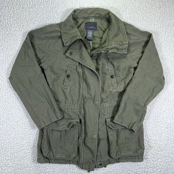 Matty M Womens Utility Field Jacket Green Cotton Size Small Zip Pockets Military - Picture 3 of 11